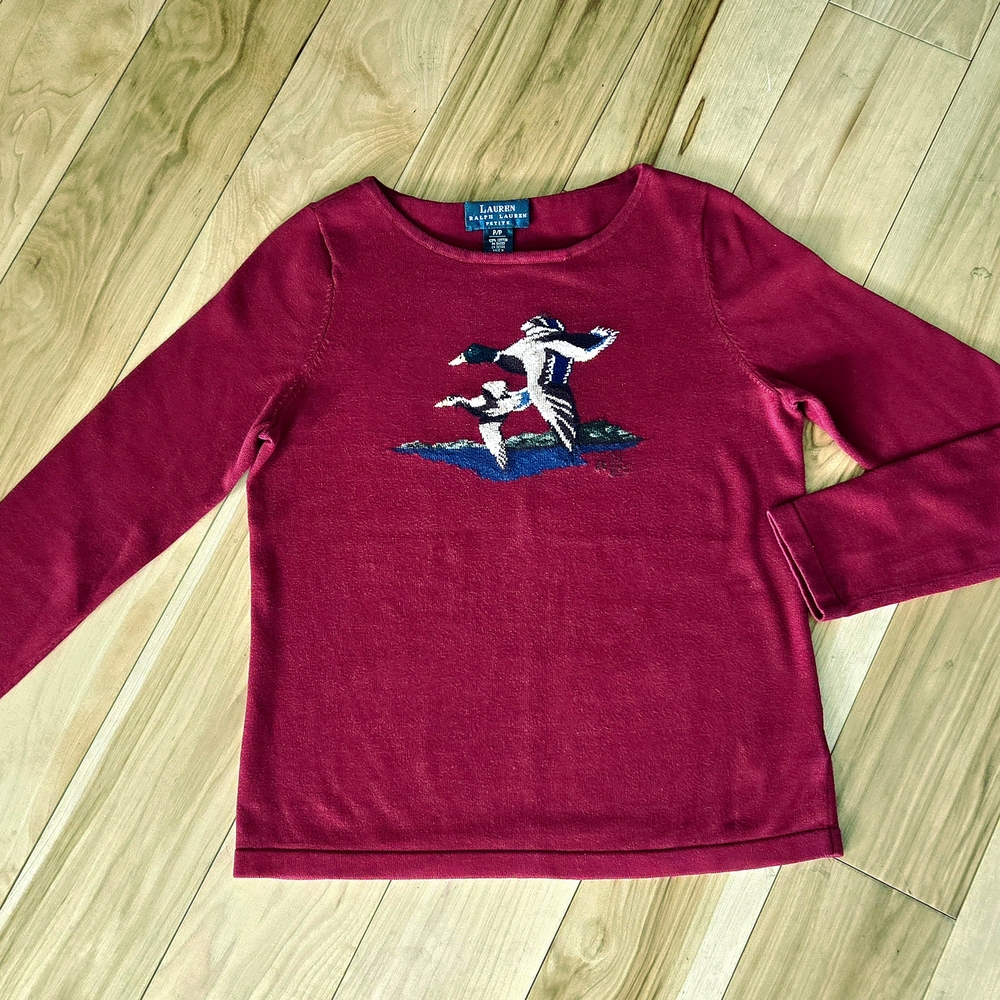 Lauren Ralph Lauren Red Sweater with Embroidered Design